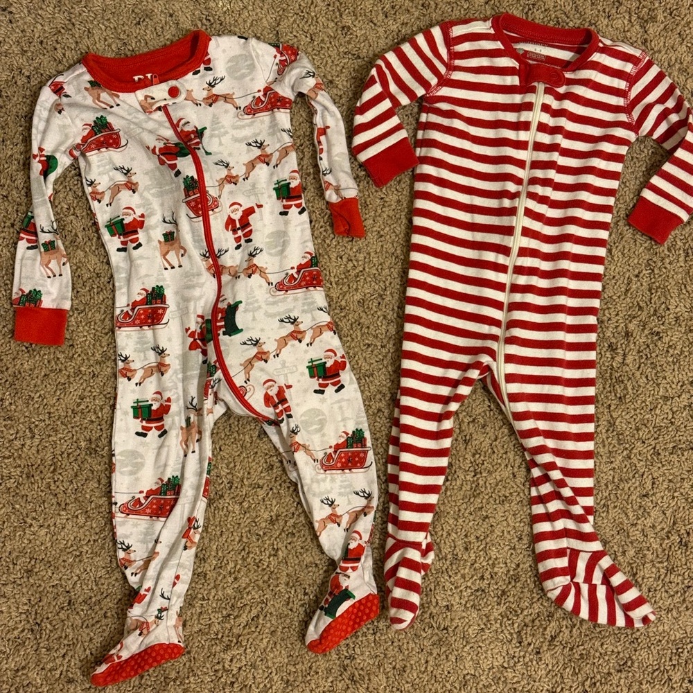 Christmas  Red and White Kids Footies